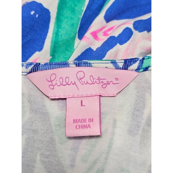 Lilly Pulitzer Women's Blue Pink Green Esmeralda Jet Stream Dress Size L 2783 - Picture 7 of 14